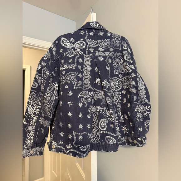 BRAND NEW Free People Opal Swing Printed Denim Jacket - Picture 8 of 12